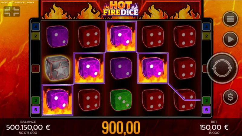 Hot Fire Dice - loja bazë dhe simboli zgjerues Fire Blaze